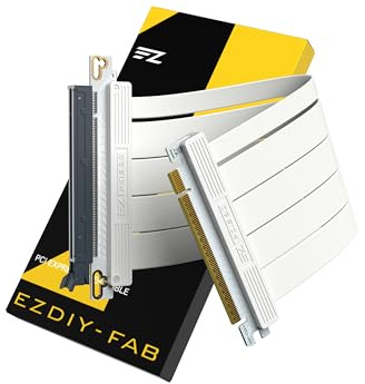 EZDIY-FAB PCIE 5.0 Riser-Kabel, ultraflexible 128 GB/s Bandbreite, GPU-Erweiterung, vertikale GPU-Halterung für RTX 5090 4090 & RX 9000, abwärtskompatibel PCIE 4.0/3.0, gerade, 30 cm, Weiß