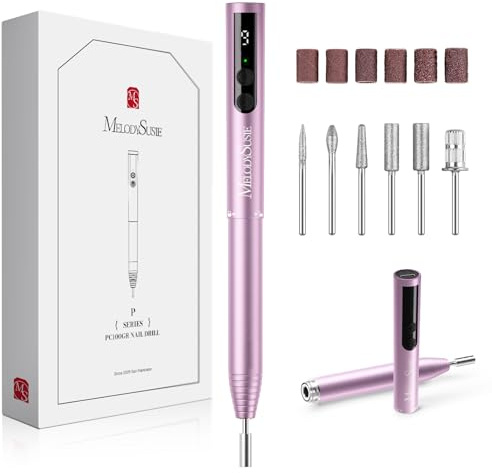 MelodySusie Nagelfräser Kabellos, Elektrische Nagelfeile Fräser für Gelnägel Acrylnägel, PC100GR Nail Drill 20000 U/Min, Verstellbarer Geschwindigkeit, Maniküre Pediküre Set (Roségold)