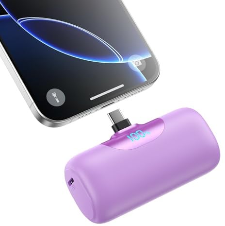Power Bank USB C 5500mAh, Mini Powerbank Klein Aber Stark 22.5W PD 3.0 Schnelles Aufladen Tragbares Externer Akku mit LED Display Kompatibel mit iPhone 17/16/15 Serie, Samsung S25/24, Huawei usw