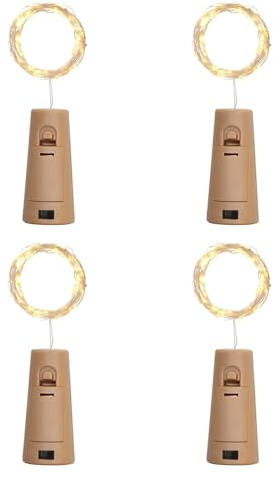 Kaleora 4 Stück LED Flaschenlichterkette, 2M 20 LED Flaschenlichterkette Korken Batteriebetrieben, Warmweiß Flaschenlichter für Flaschen Deko, Hochzeit, Halloween, Weihnachten, Party Deko