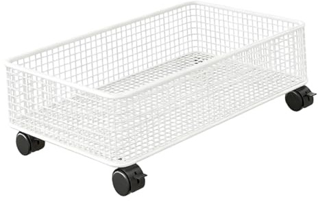MERIGLARE Aufbewahrungsregal Badregal Rollwagen Unterbau Organizer Regalsystem Aus Robustem Metall mit Rollen für Bad Küche für Badezimmer Küche Schlafraum Büro, Weiß