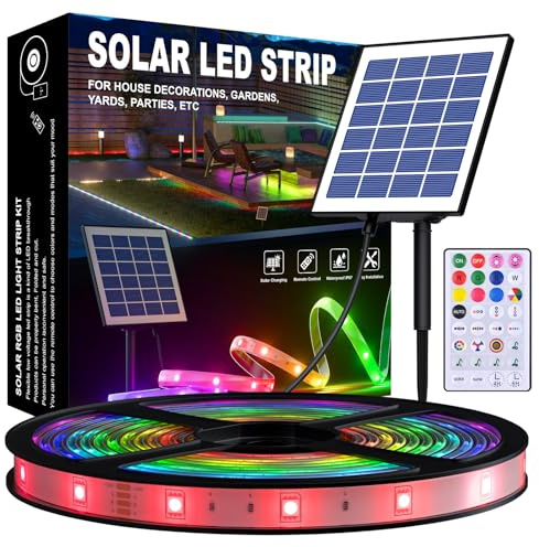 MIWATT Solar LED ARGB Lichterkette, 5 Meter, IP67 Wasserdicht für Außenbereich, Pool, Hochzeit, Bühnenbeleuchtung