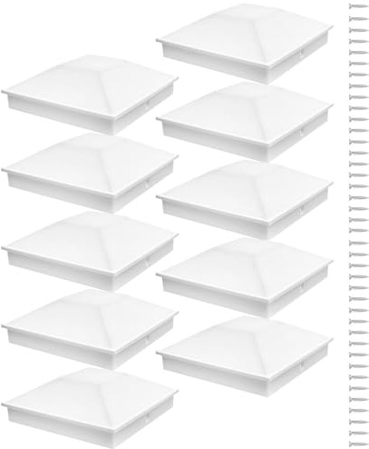 Pfostenkappen 10x10 cm | Pfähle Deckel 10x10 cm,Dekorative Weiße UV-beständige Abdeckhauben für Außenbereich 10er Set