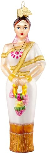 Hzyc Weihnachtsbaumschmuck,Handgeblasenes Glas-Weihnachtsdekorationen | Thailändische Mädchen Charakter Ornament zum Aufhängen,Glasornament für Feiertagsparty Heim Geschenk