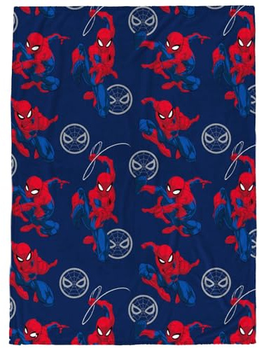 Jay Franco Kids Marvel Spiderman Plüschdecke – 130 x 150 cm Weiche und kuschelige Fleecedecke für Schlafzimmer und Sofa, offiziell Lizenziertes Produkt, blau
