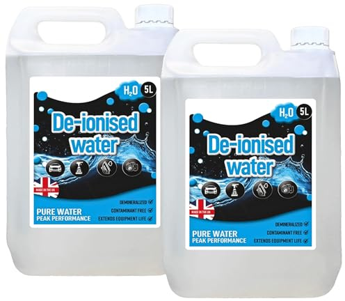 Deionised Water 10L For Steam Irons, Car Batteries & Windscreen Fluid | Antifreeze Demineralised Water, Reduces Limescale Deposits & Water Stains