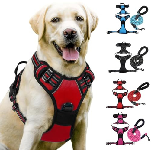 Cosyrae Pettorina Cane, Cosyrae Pettorina Anti Tiro per Cani, Con Aperto sul Collo, Antifuga Pettorina ad H, Maniglia Rinforzata e Bande Riflettenti, Ideale per Passeggiate e Addestramento (Rosso, M)