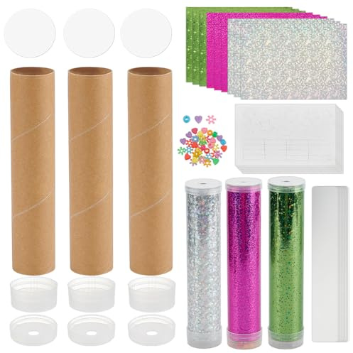 OLYCRAFT 6 Set Kaleidoskop Bastelset DIY Kaleidoskop Bastelkit Wissenschaftliches Bastelpartyzubehör Leere Kaleidoskope mit Glitzerpapier für Geburtstagsfeier Ausstattung Gruppenbastelaktivitäten