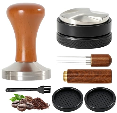 Scettar 304 Tamper 51mm Leveler 51mm, Espresso Zubehör Kaffee Tamper,WDT Tool,Tampermatte Set Kaffeestampfer Edelstahl, Siebträger Coffee Tamper Distributor für Zuhause Cafes und Büro