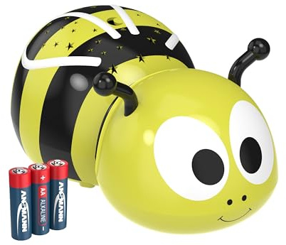 Ansmann Bienen Nachtlicht Sternenhimmel Projektor für Kinder & Babys, beruhigendes LED Licht als Einschlafhilfe gegen Angst im Dunkeln, ideal als Geschenk für Kleinkinder