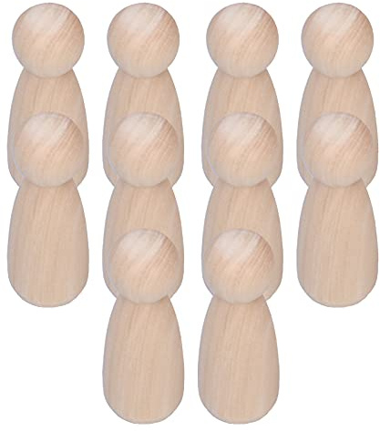 10-teiliges -Set aus Hartholz, Klammerpuppen-Familie zum Bemalen & Basteln. Unfertige Holzfiguren für kreative Projekte, ideal für und Bastler (weibliche Marionette)