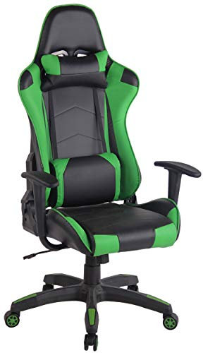 CLP Sedia Gaming Miracle V2 in Similpelle i Sedia Racing 2 Cuscini I Poltrona Girevole E Regolabile Max Carico 150KG, Colore:Nero/Verde