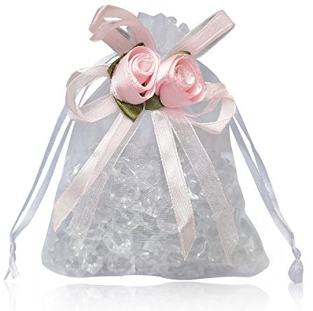 PLECUPE 20 Stück Organzasäckchen Organza Beutel Tunnelzug Hochzeit Säckchen Fest Party Beutel, 13 x 18cm Mehrfarbig Schmuckbeutel Säckchen Beutel für Geschenke Schmuckaufbewahrung, Weiß