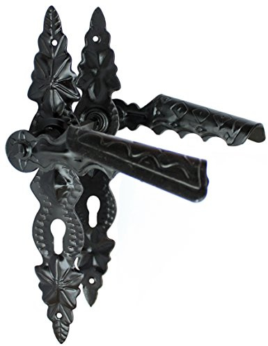 Door Handle Langsschil 72 Cylinder Black Wrought Iron