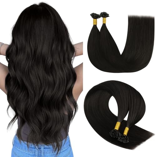 YoungSee Brown Utip Hair Extensions Human Hair Brown K Tip Hair Extensions Human Hair for Women 20In 1G/S 50G Soft Hair