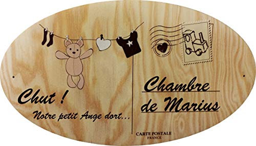 Plaque de Porte en bois personnalisée pour une Chambre d'enfant - Le prénom de la plaque en bois est personnalisable - cadeau de naissance personnalisé bébé Décoration (Carte Postale)