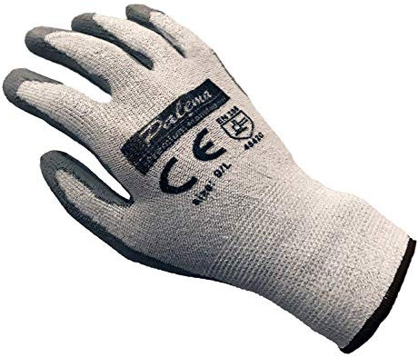 Palema ® schnittfeste Handschuhe mit Latex Beschichtung – Schnittschutz im Garten, Hobby, Beruf - Level 5 Schutz. Farbe Silber, Größe Gr. S - 1 Paar - 22 cm