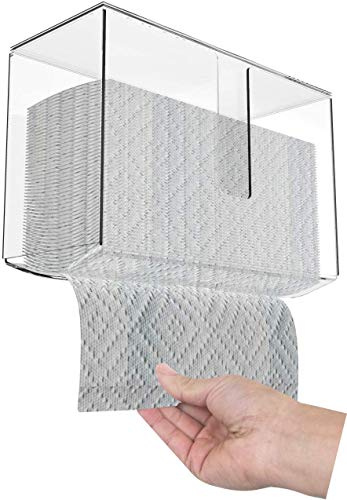 Cq acrylic Papierhandtuchspender zur Wandmontage mit Deckel, transparenter gefalteter Papierhandtuchhalter für Badezimmer, WC und Küche, C-Falz oder Mehrfachfaltpapiertücher, 1 Stück