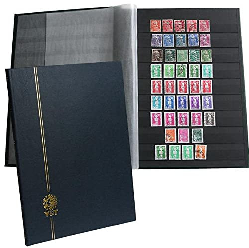 Perfecta : Classeur Fixe pour Timbres (Grand modèle-Pages Noires-64p. Bleu)
