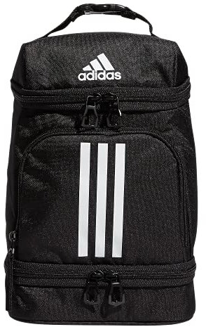 adidas Unisex's Excel Lunch Bag, Cooler with Zipper, Pocket for Ice Pack, and Clip, Temperature Control Insulation, Black/White, One Size