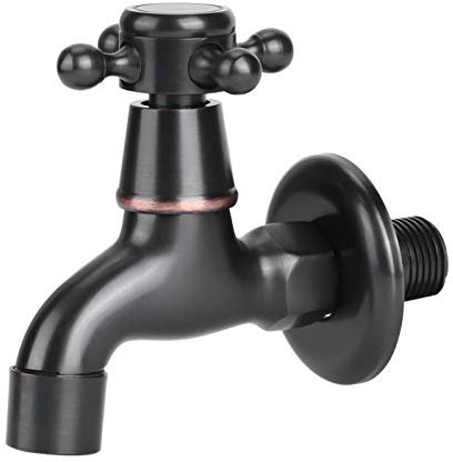 Robinet mural noir rétro cuivre noir robinet d'eau classique robinet d'eau de jardin à ouverture rapide froide pour usage domestique de salle de bain(Short Faucet)
