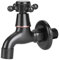 Robinet mural noir rétro cuivre noir robinet d'eau classique robinet d'eau de jardin à ouverture rapide froide pour usage domestique de salle de bain(Short Faucet)
