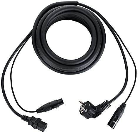 Pronomic Stage EUIECD-10 Hybridkabel Kaltgeräte/DMX - 10 m Kombi-Kabel für Stromversorgung und DMX-Signal - zur Verbindung von DMX-Lichteffekten - bis 6A belastbar- schwarz