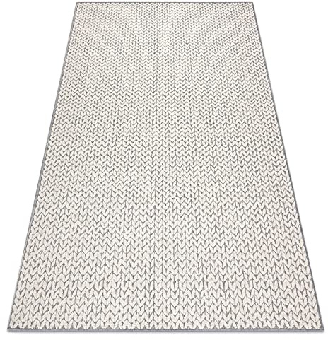 rugsx Modern Teppich SISAL Spring Herringbone, Schnurteppich für Wohnzimmer, Schlafzimmer, Terrasse, Küche, Teppichschlaufe - Creme 120x170 cm