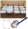 Friendly Cuisine - Pots de Yaourt en Verre avec Couvercles - Lot de 12 pots de 143 ml + 12 Couvercles avec Etiquettes effaçables + 1 Crayon Inclus - Fabrication Française