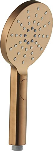 Ben Push Handbrause - 3 Wasserdüsen normaler Strahl, weicher Strahl, Nebel - Strahlarten wählen auf Knopfdruck - Kupfer Gebürstet - Rund
