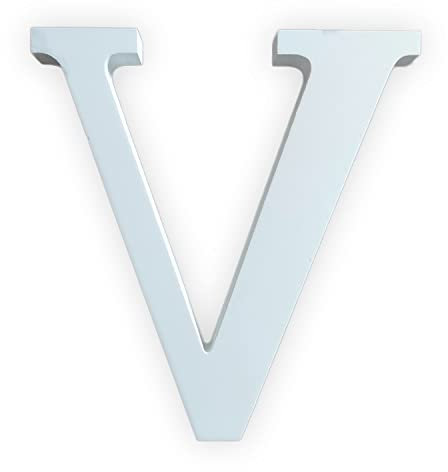 Holzbuchstabe weiß, ca. 20 cm, 1,8 cm Dicke, Buchstabe V