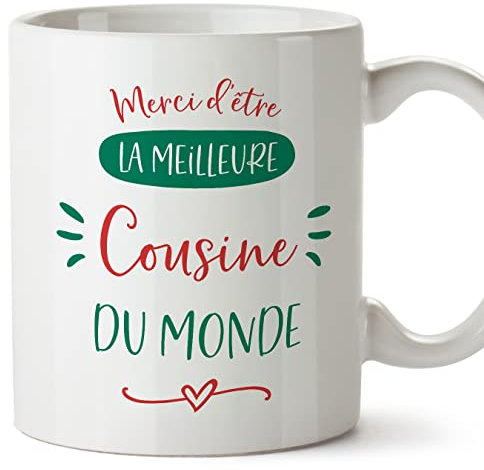 Mugffins Tasses pour COUSINE - En Français - Cadeau original pour COUSINE - MERCI MEILLEURE FAMILLE - 11 oz