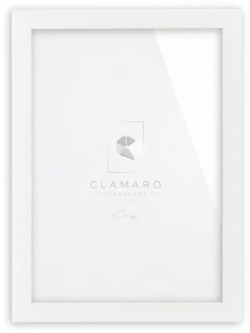 Clamaro Marco de Fotos Múltiple, Madera MDF, Blanco Mate, 70 x 120 cm | Hecho a Mano en Alemania, Ancho de Moldura 30 mm, con Panel Trasero y Colgador Dentado, para Vertical y Horizontal