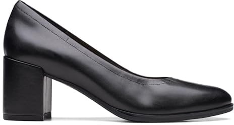Clarks Women's Freva55 Court Pump, Black Leather, 6.5 UK