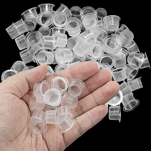 Ink Caps Cups, 100 Pieces Disposable Ink Cap, Plastic Ink Containers for Medium Ink Pigment Cups 12mm