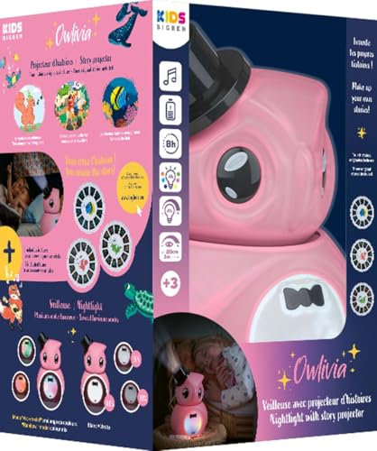 Bigben Veilleuse et projecteur d'images Rose, Interactive STORYTELLERPK avec 3 disques Inclus