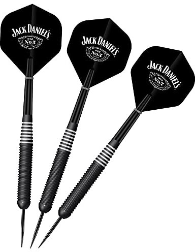 Jack Daniel's Offiziell lizenziertes Dart-Set mit Messing-Stahlspitze, elektrischer schwarz-weißer Ring, 24 g (D1046)