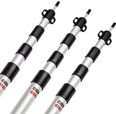 3 STÜCK - Aluminium Zeltstange - mit Spitze Ösen für Zeltschnur - teleskopierbar 80-230 cm - 4 Teile - 30/25/22/19 mm leicht stabil Ersatz Gestänge Zelt Vorzelt Camping Teleskopstange Aufstellstange