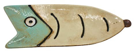 Dekohelden24 Assiette en céramique plat en forme de poisson 10 x 28 x 2 cm
