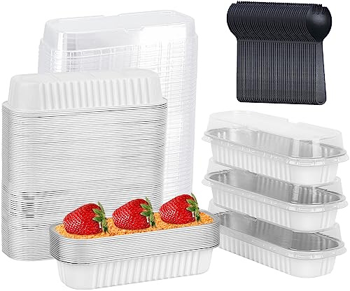 LNYZQUS Mini Loaf Pans with Lids 100 Pack, 6.8oz Small Cake Tins