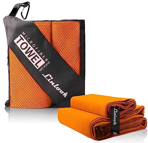 Microfaser Handtücher 2 Stück (160x80cm Groß Badetuch + 80x40cm Klein Hand Gesichtshandtuch) Sporthandtuch Fitness Handtuch Reisehandtuch Strandhandtuch für Sport Travel Yoga Camping Beach Gym