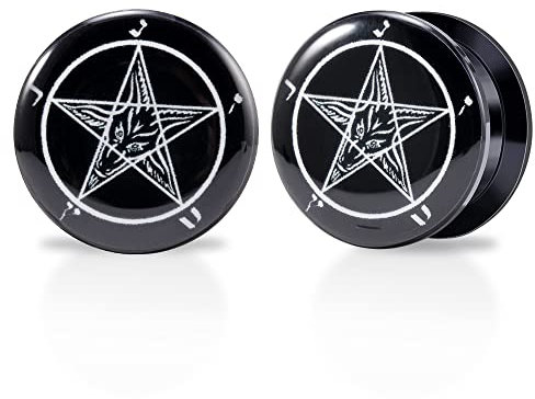 TBOSEN 1 Paar Acryl und Epoxid Sonne Mond Pentagramm Punk Element Schraubohren Tunnel Stecker Expander Piercing Modisches Geschenk