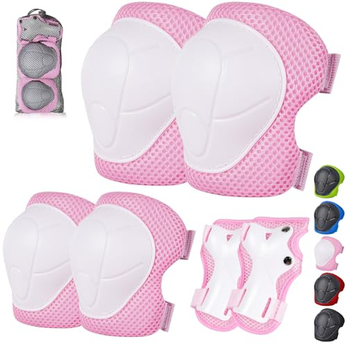 Kinder-Schutzausrüstungs-Set, Knieschoner für Kinder von 3–14 Jahren, Knie- und Ellbogenschützer mit Handgelenkschonern, 3-in-2, für Skaten, Radfahren, Rollerblading, Roller