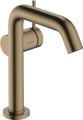 hansgrohe Tecturis S Fine - Waschtischarmatur ohne Ablauf, energiesparend (CoolStart), Wasserhahn Bad mit Auslauf Höhe 150mm, Mischbatterie Waschbecken wassersparend (EcoSmart+), Brushed Bronze