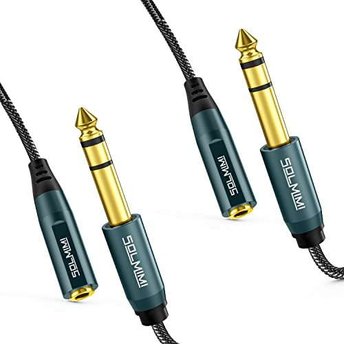 SOLMIMI Klinke Adapter 3.5 mm auf 6.35 mm, (2-Pack) TRS klinke 3,5 Buchse auf 6,3 Stecker Stereo kopfhörer Audio Adapter Kabel für Verstärker, Gitarre, Klavier, Laptop, Heimkino, Mixer - 30cm