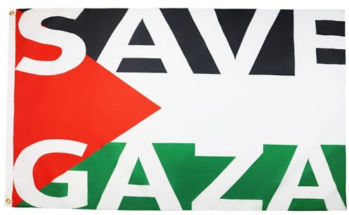 AZ FLAG Bandera Palestina Save Gaza - 3 x 5 pies - Bandera palestina de poliéster 100D con dos ojales de metal - Resistente a la decoloración - Colores vivos - 3 x 5 pies - 150 x 90 cm