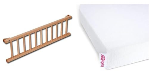 babybay Verschlussgitter/Stubenwagen passend für Modell Maxi und Boxspring (Kernbuche geölt) & Jersey Spannbetttuch Deluxe Doppelpack