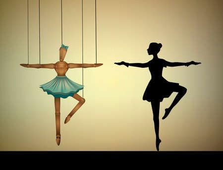 adrium Acryl-Bild 50 x 40 cm: Tänzerkonzept, Ballerina-Marionette zum Vergleich mit einer echten Person, Vektor (107369376)