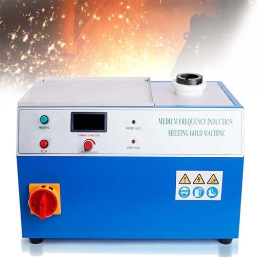 DPDZSW Four De Fusion d'or à Fréquence Intermédiaire 3500W, Four De Fusion De Métaux, Four De Fusion à Haute Température 1450 ℃, pour Affiner Fonte l'argent, l'or, Cuivre Et L'aluminium