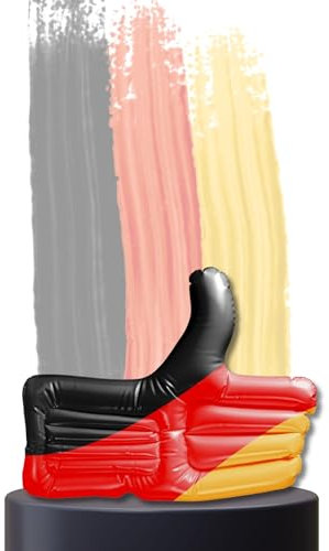 elasto PROMOTION FOR LIFE Aufblasbarer Daumen in Deutschland Farben - EM 2024 Fan Artikel - Fußball Europameisterschaft Accessoires - fürs Stadion!, Farbe:Deutschland-Farben